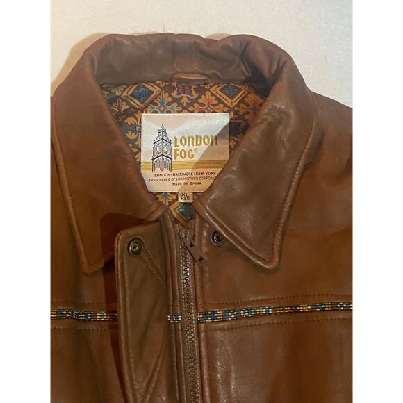 Vintage London Fog Western Accent Leather Bomber Jacket - Picture 5 of 7